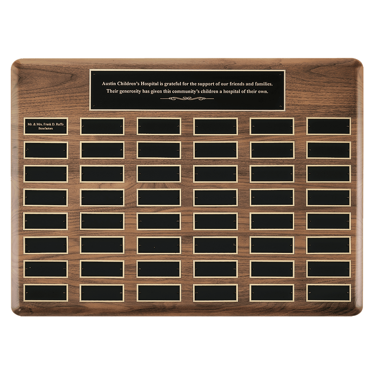 American Walnut Perpetual Plaque - 48 Plates (1 1/2 inch x 3 3/4 inch)