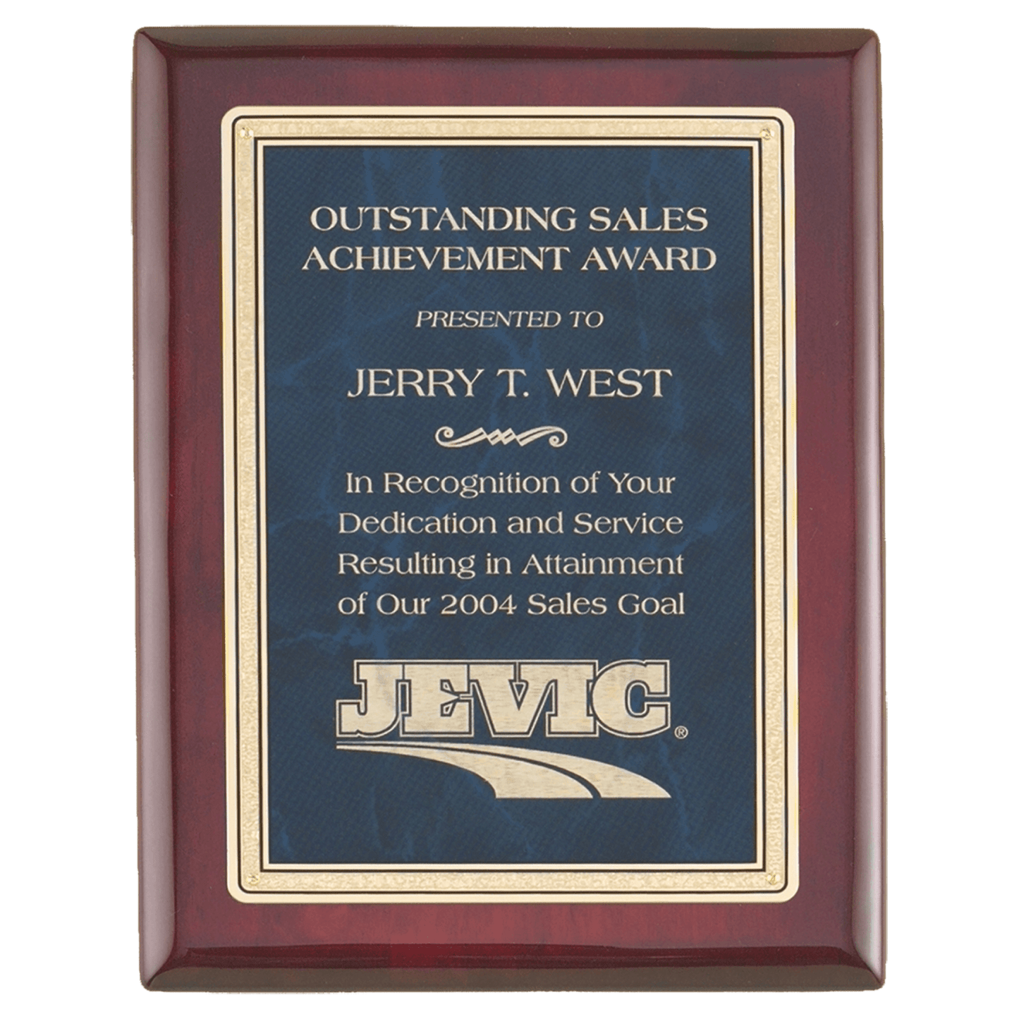 7" x 9" Rosewood Piano Finish Plaque with Sapphire Marble Florentine Design