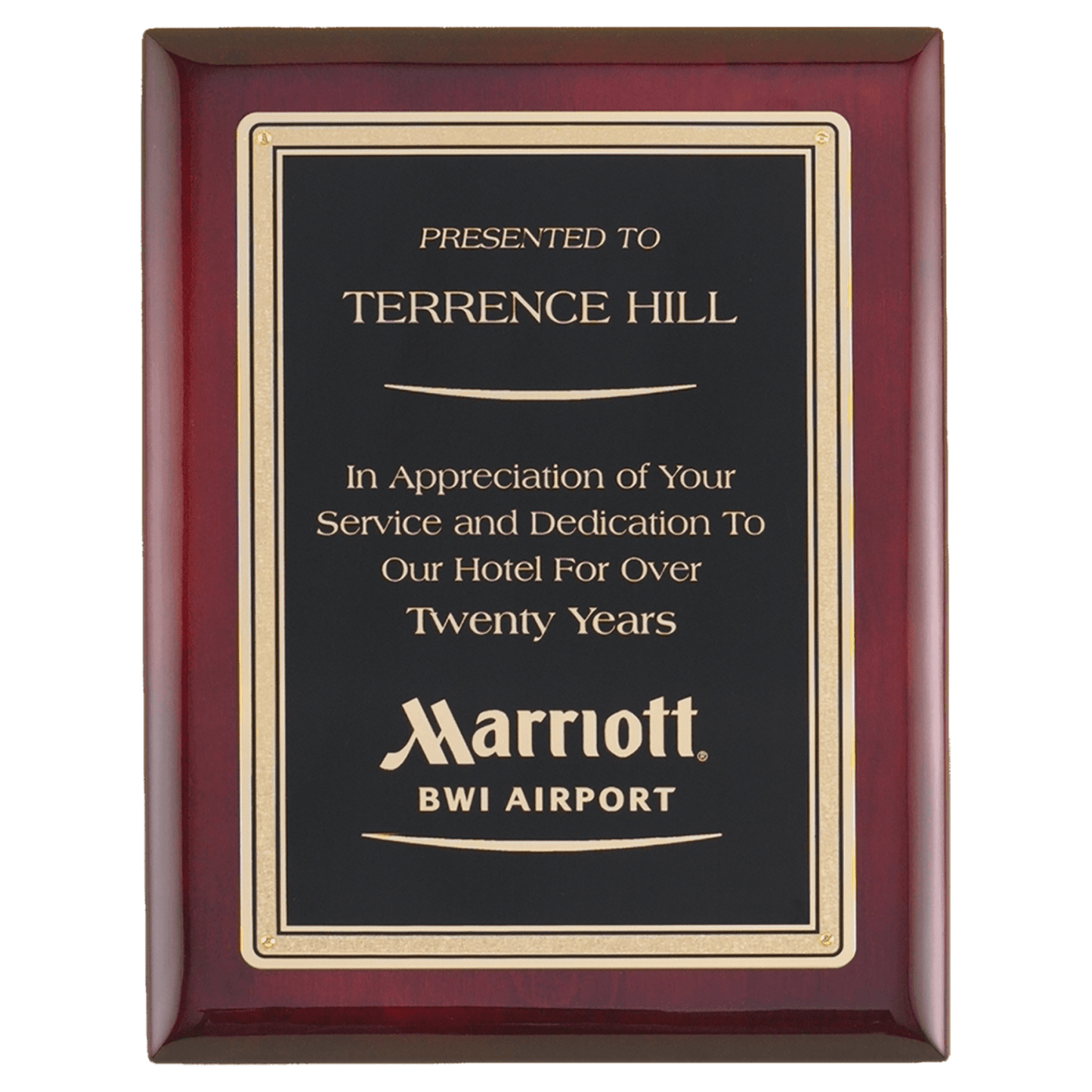 Airflyte Rosewood Premium Piano Finish Plaque with Gold Border