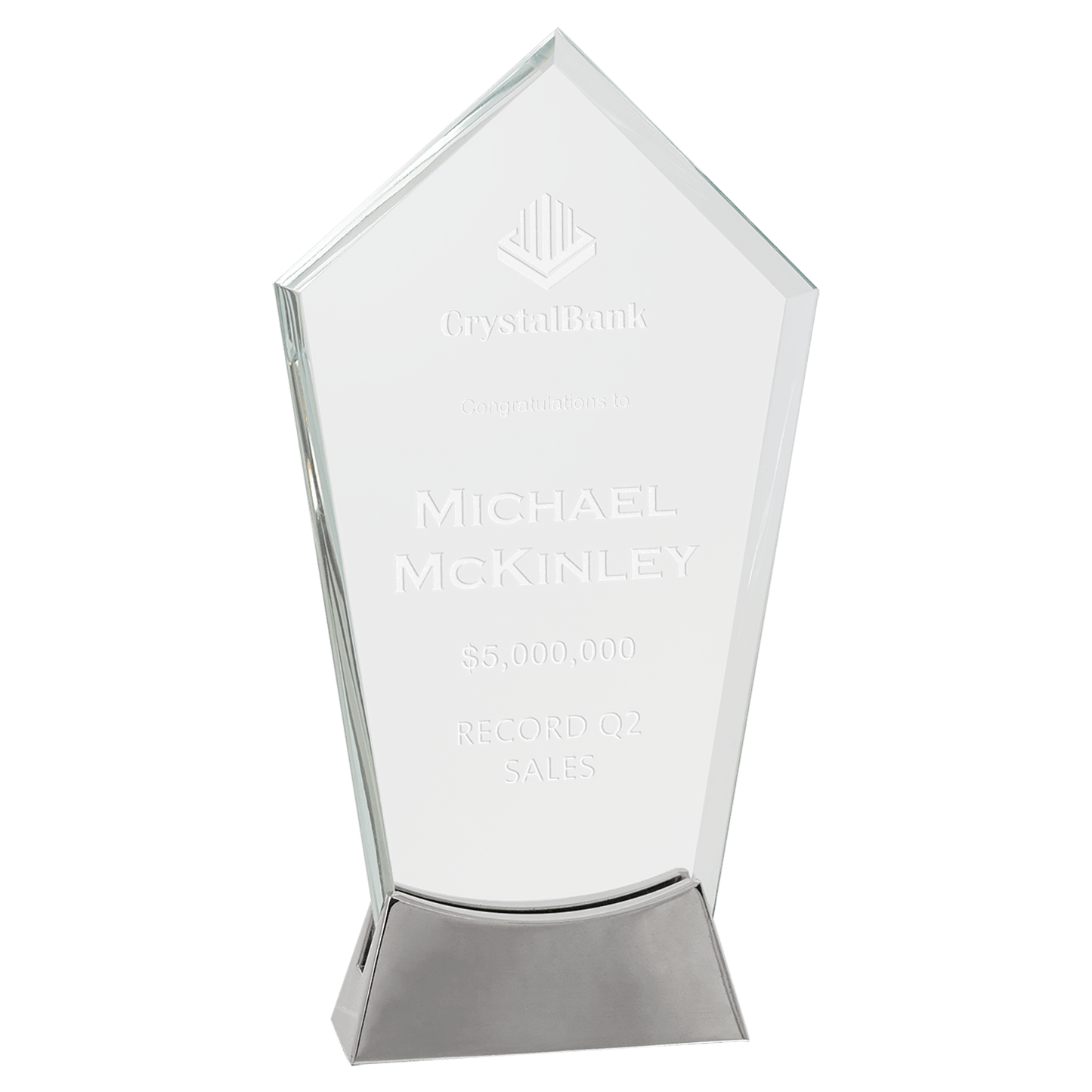9 1/4" Peak Platinum Glass on Full Metal Base