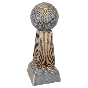 Basketball Imperial resin trophy with a stately column and gold basketball
