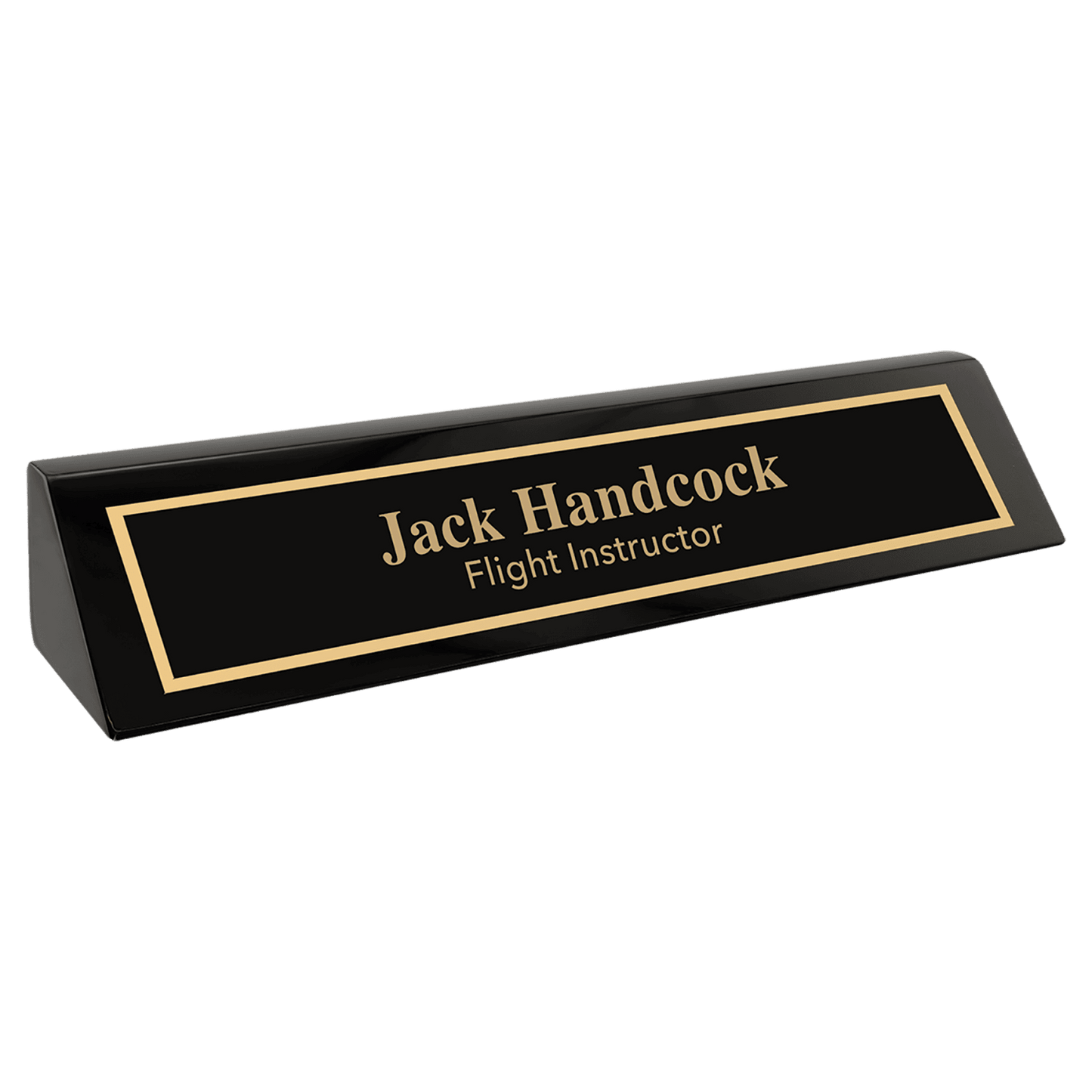 Black Piano Finish Desk Wedge Nameplate, 10 1/2"