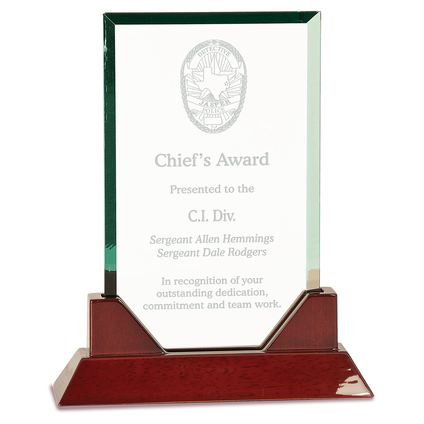 9 3/4" Rectangle Jade Prestige Glass on Rosewood Base