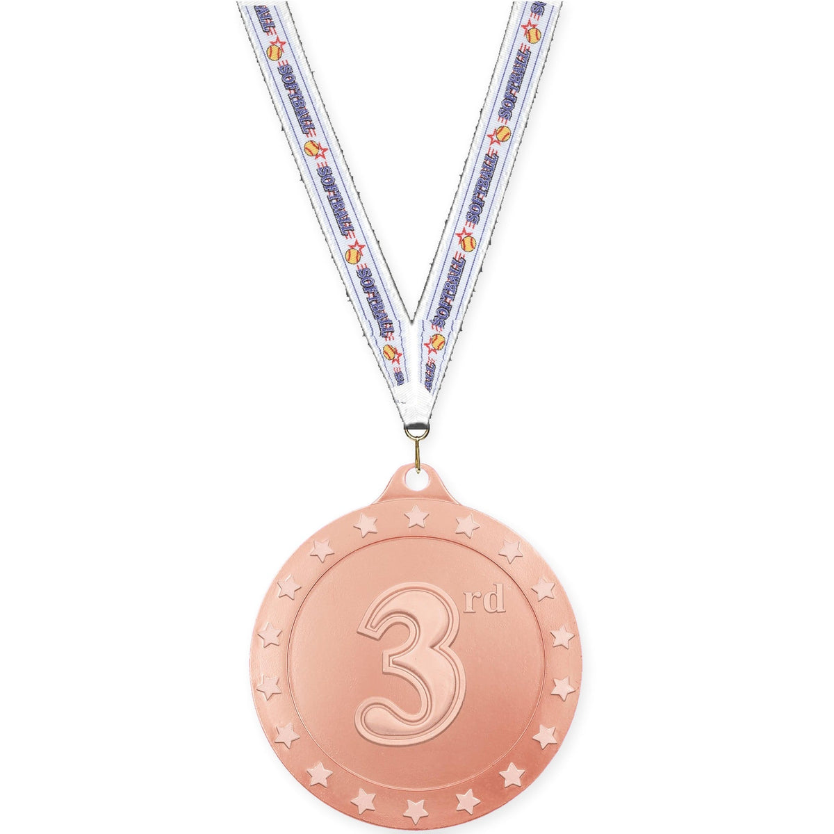 2 3/4 inch Place Radiance medal in bronze - 3rd place with Softball neck ribbon