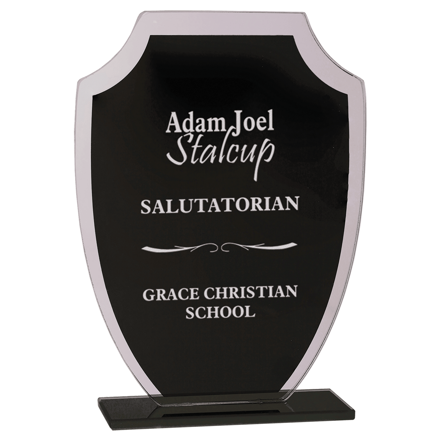 7 1/4" Black Shield Reflection Glass Award