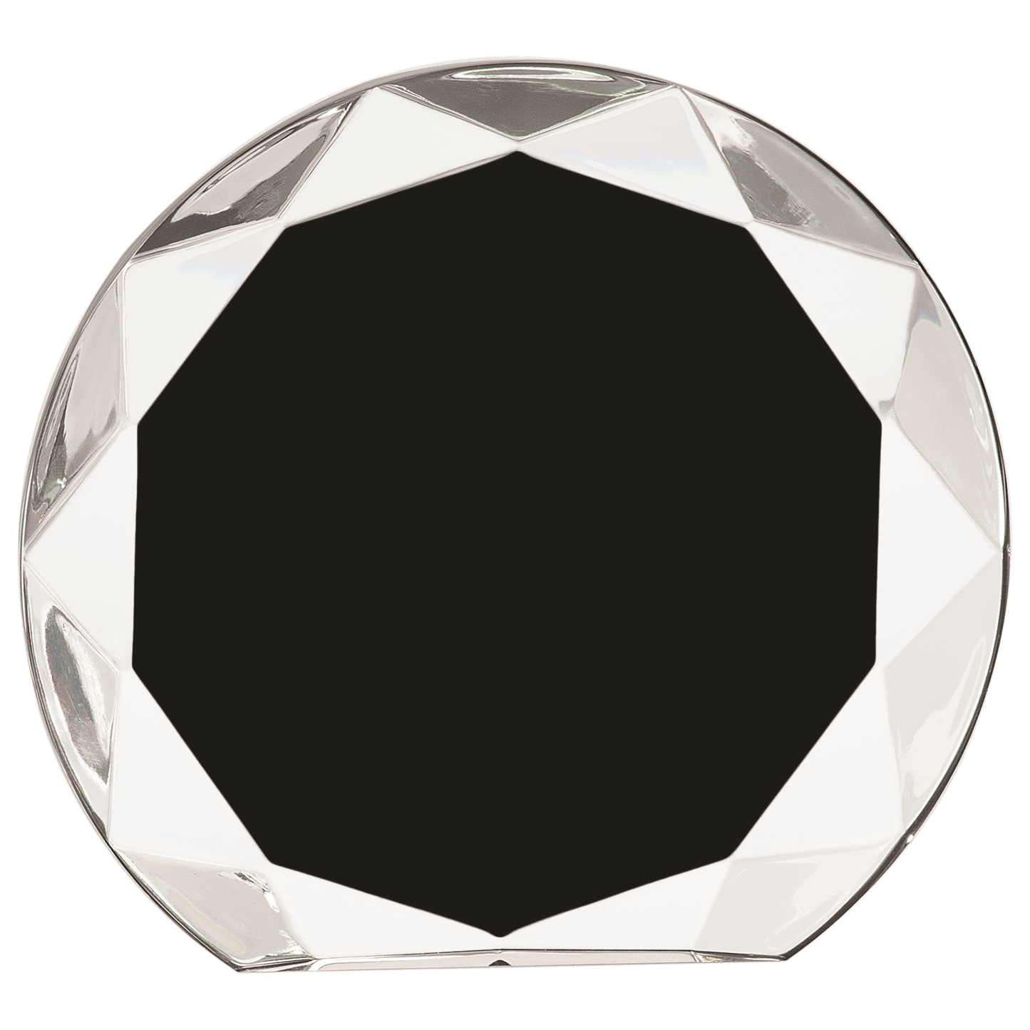 Black Sunburst Acrylic award, 7 1/4", self-standing acrylic with clear engraving area