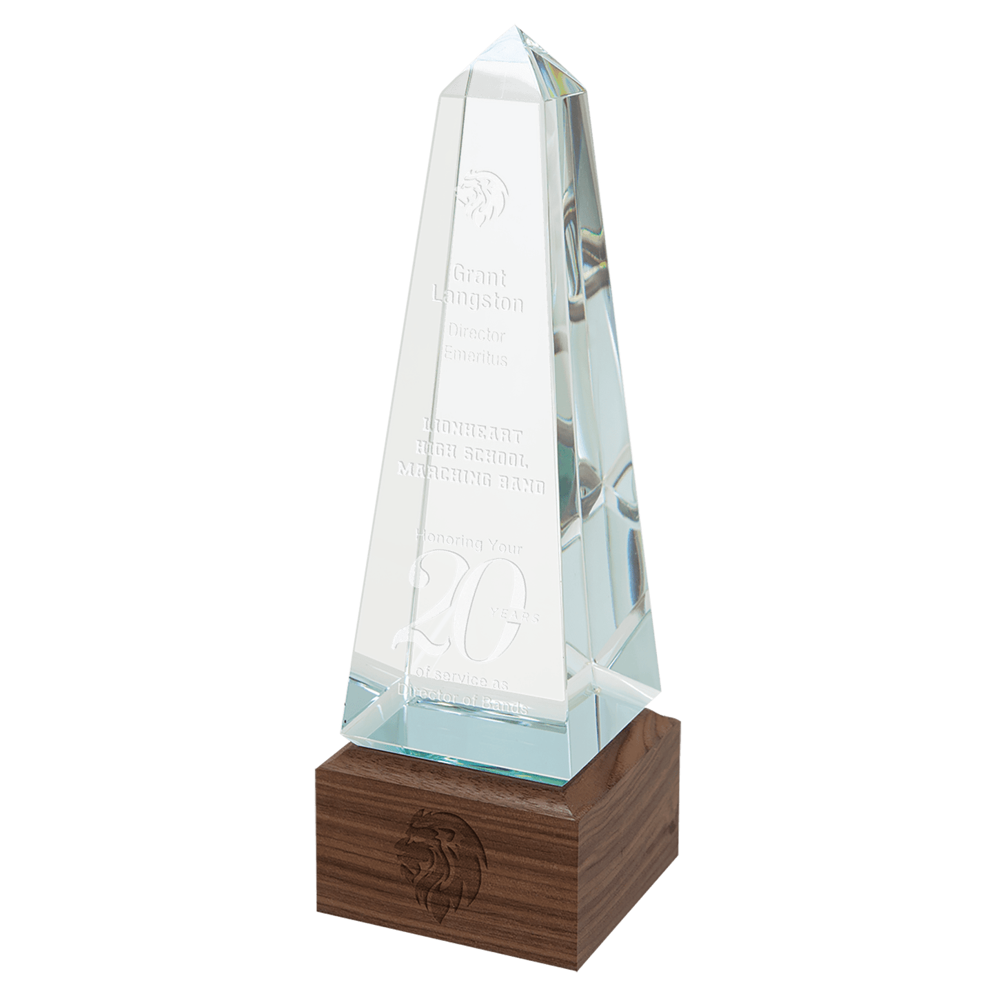 9 3/4" Obelisk Sierra Glass on Walnut Base
