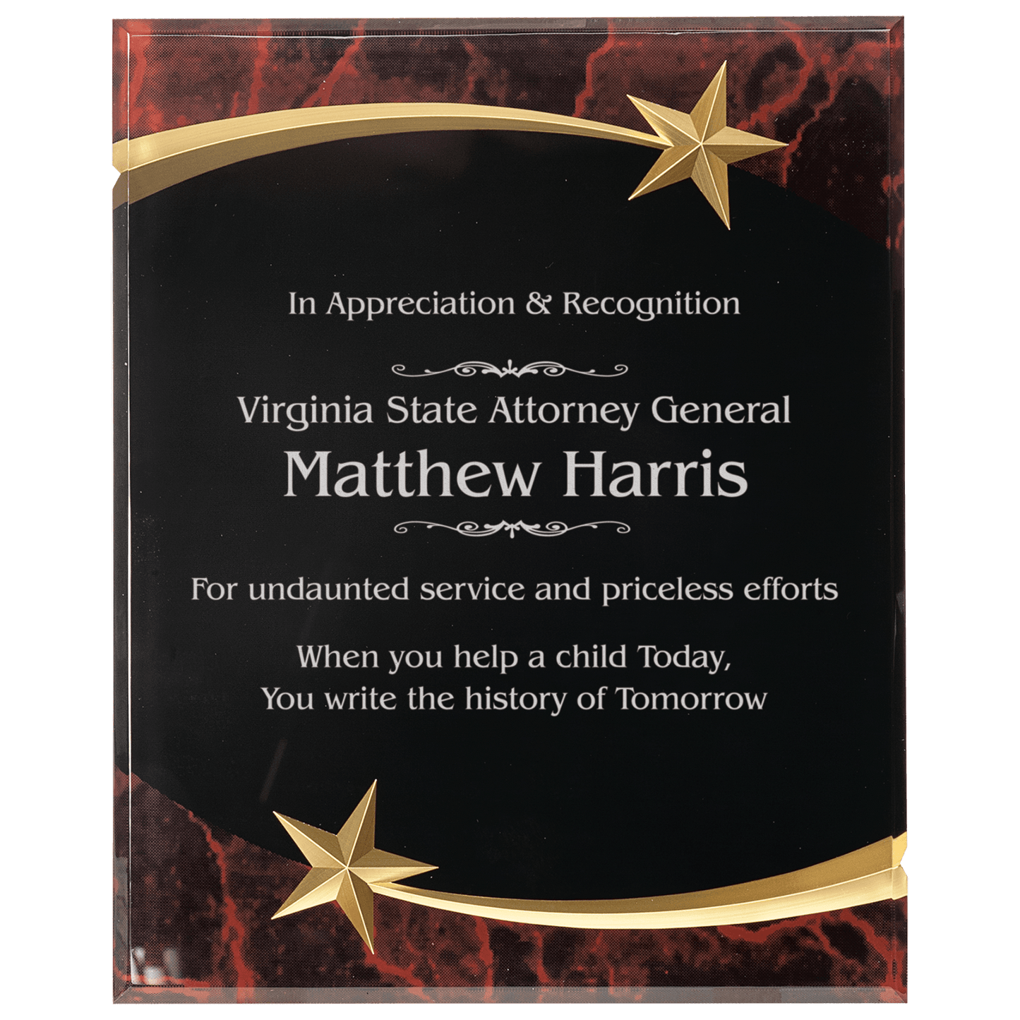 Red 9" x 11" Marble Shooting Star Acrylic Plaque