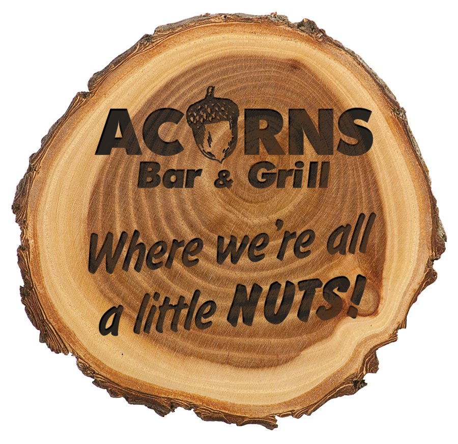 Personalized 9 inch rustic elm wood slice plaque with bark edge