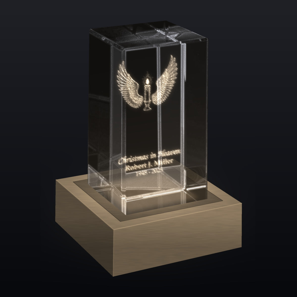 Christmas in Heaven memorial crystal glowing on LED light base