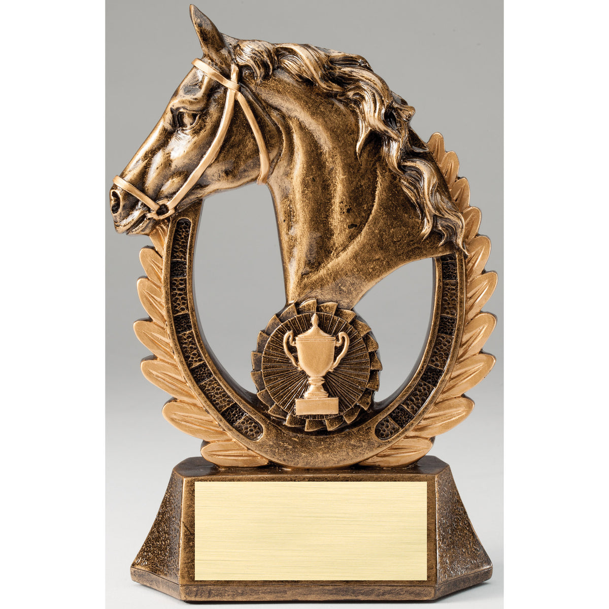 Horse Head Resin Trophy with engraving plate