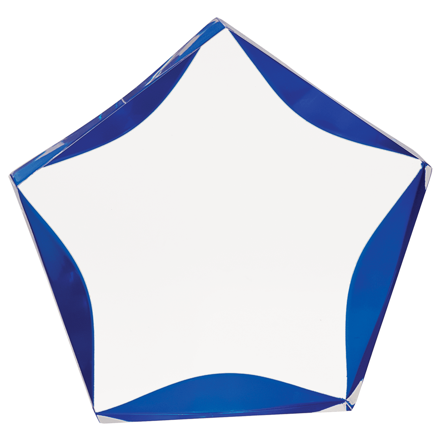 Clear & Blue Luminary Star Acrylic award, 7", self-standing acrylic with clear engraving area