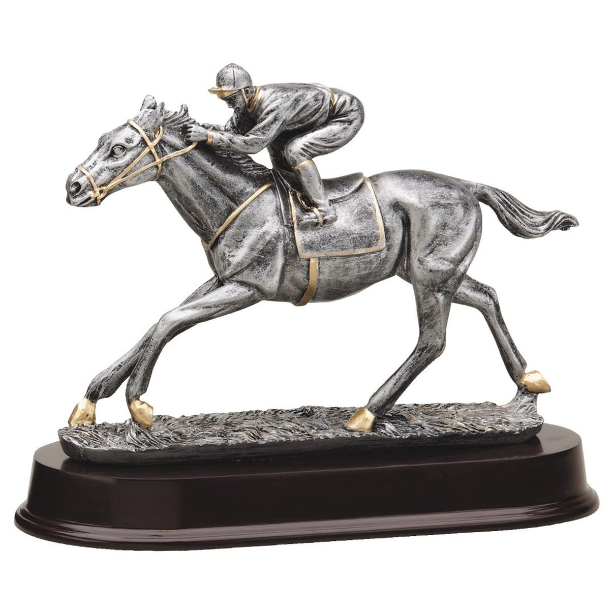 Pewter Horse Racing Trophy with engraving plate