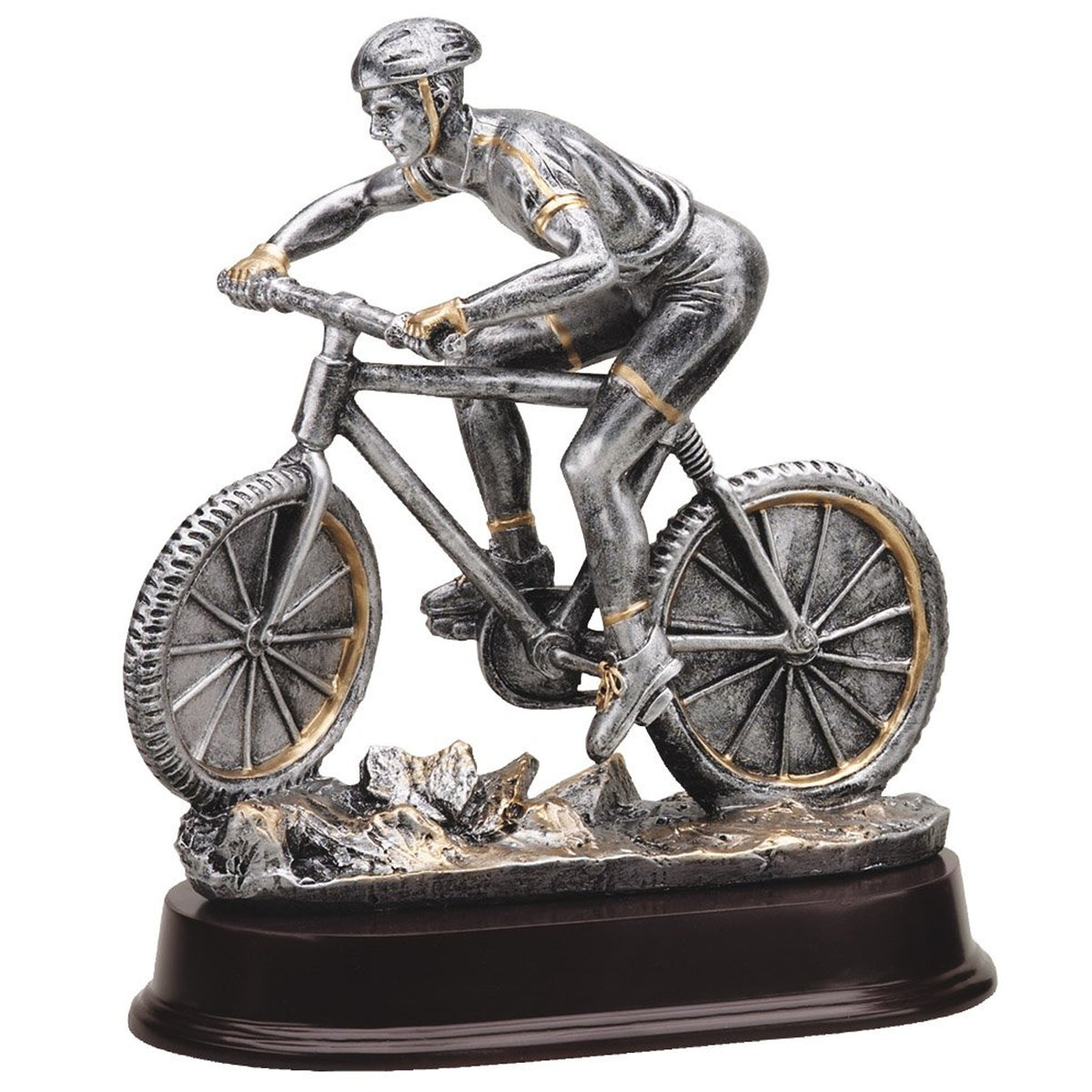 Pewter Mountain Biking Trophy with engraving plate