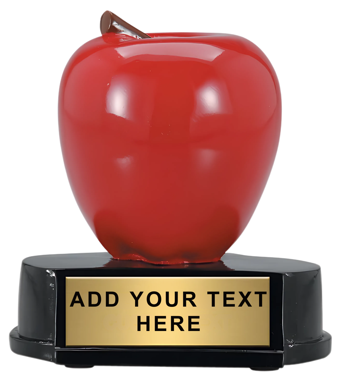 red apple on black base