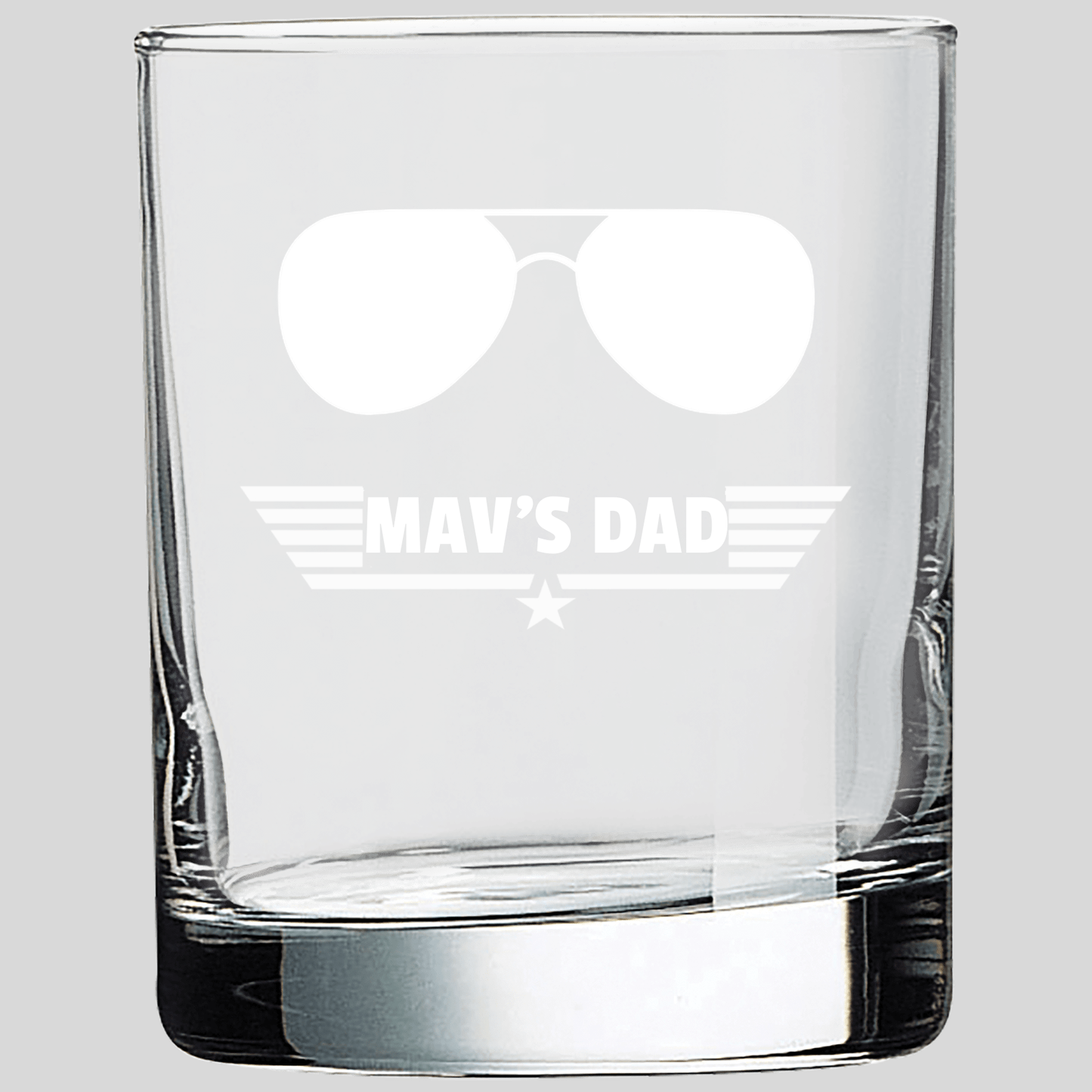 whiskey glass example with etched logo