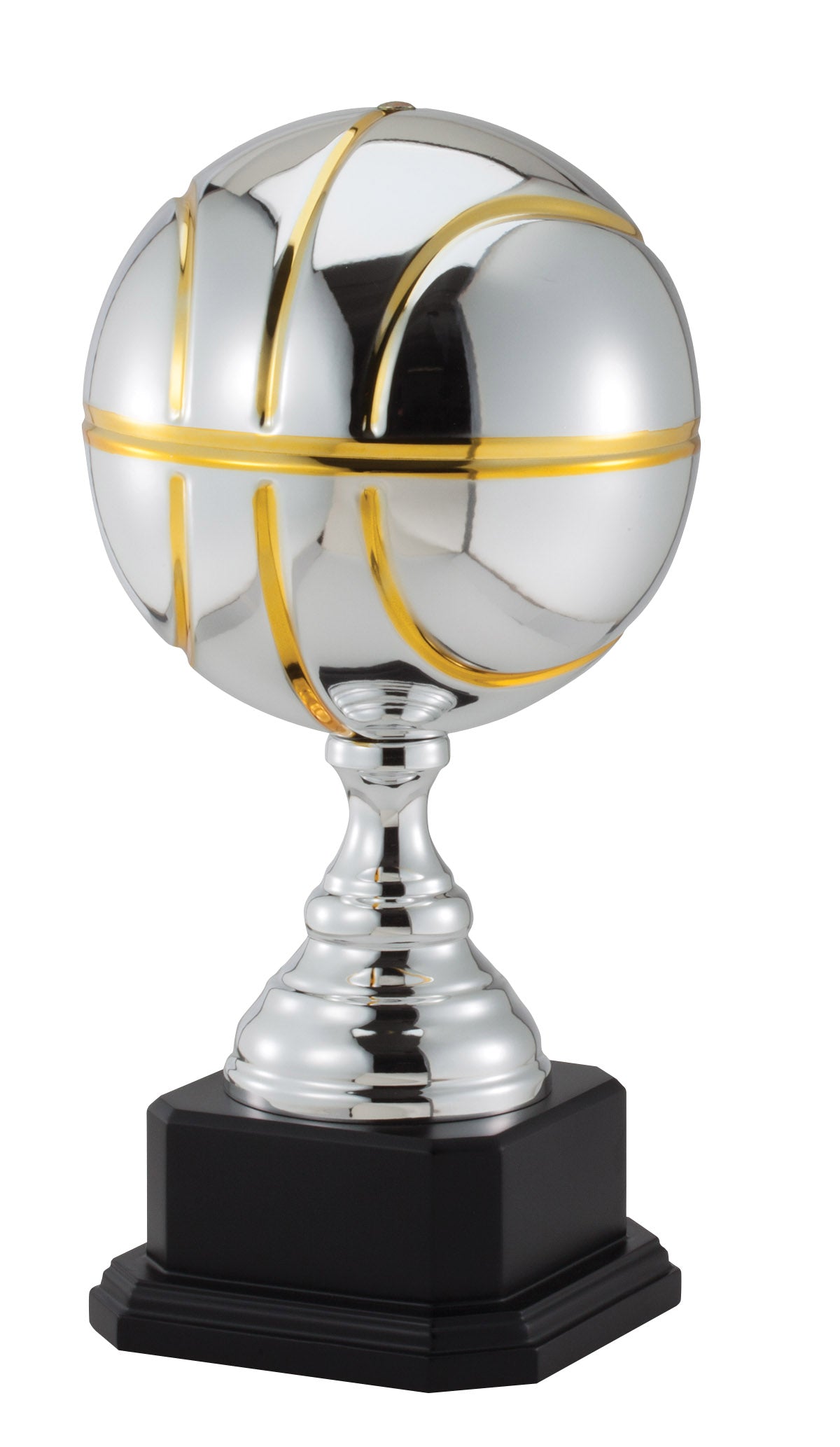 Silver Basketball Trophy on Black Base – engravable award