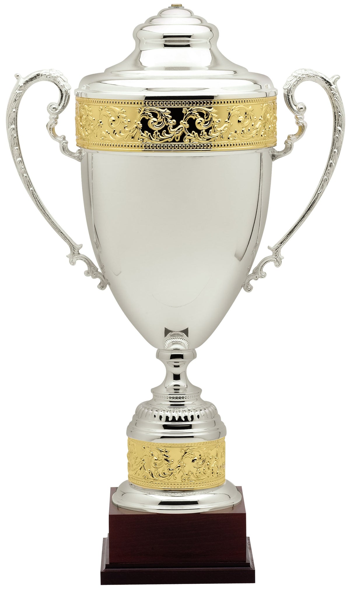 Gold Band Silver Plated Italian Cup with Lid – 27½"