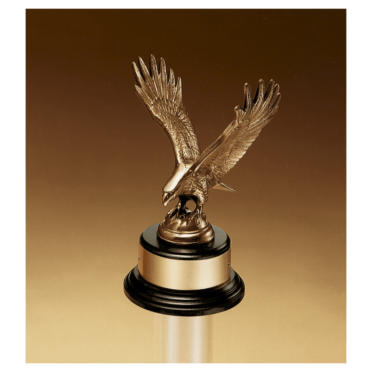 9" Antique Bronze Eagle Award on Black Piano Finish Base