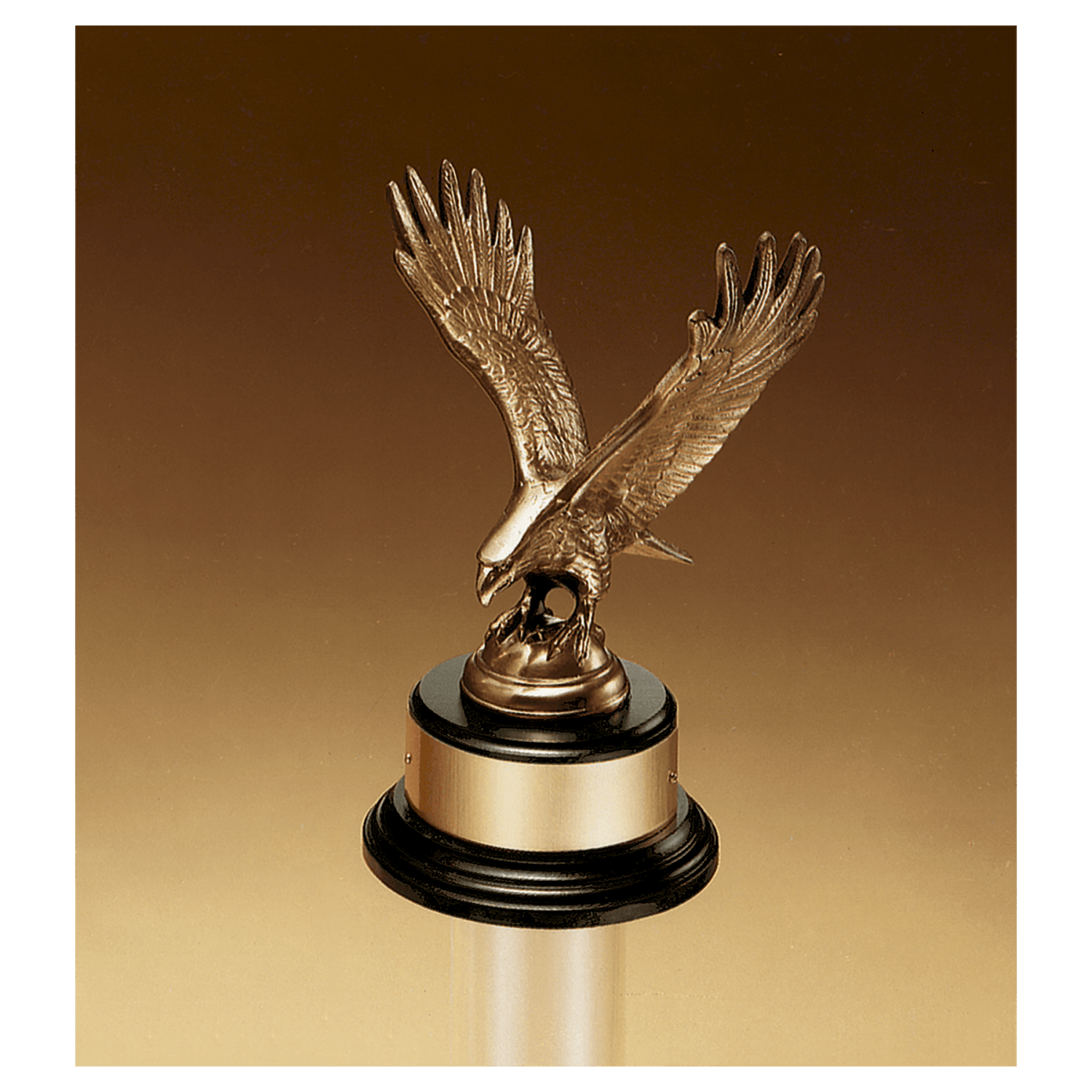 9" Antique Bronze Eagle Award on Black Piano Finish Base