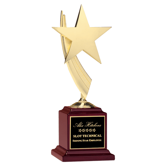 13" Star Casting in Goldtone Finish on Rosewood Piano Finish Base