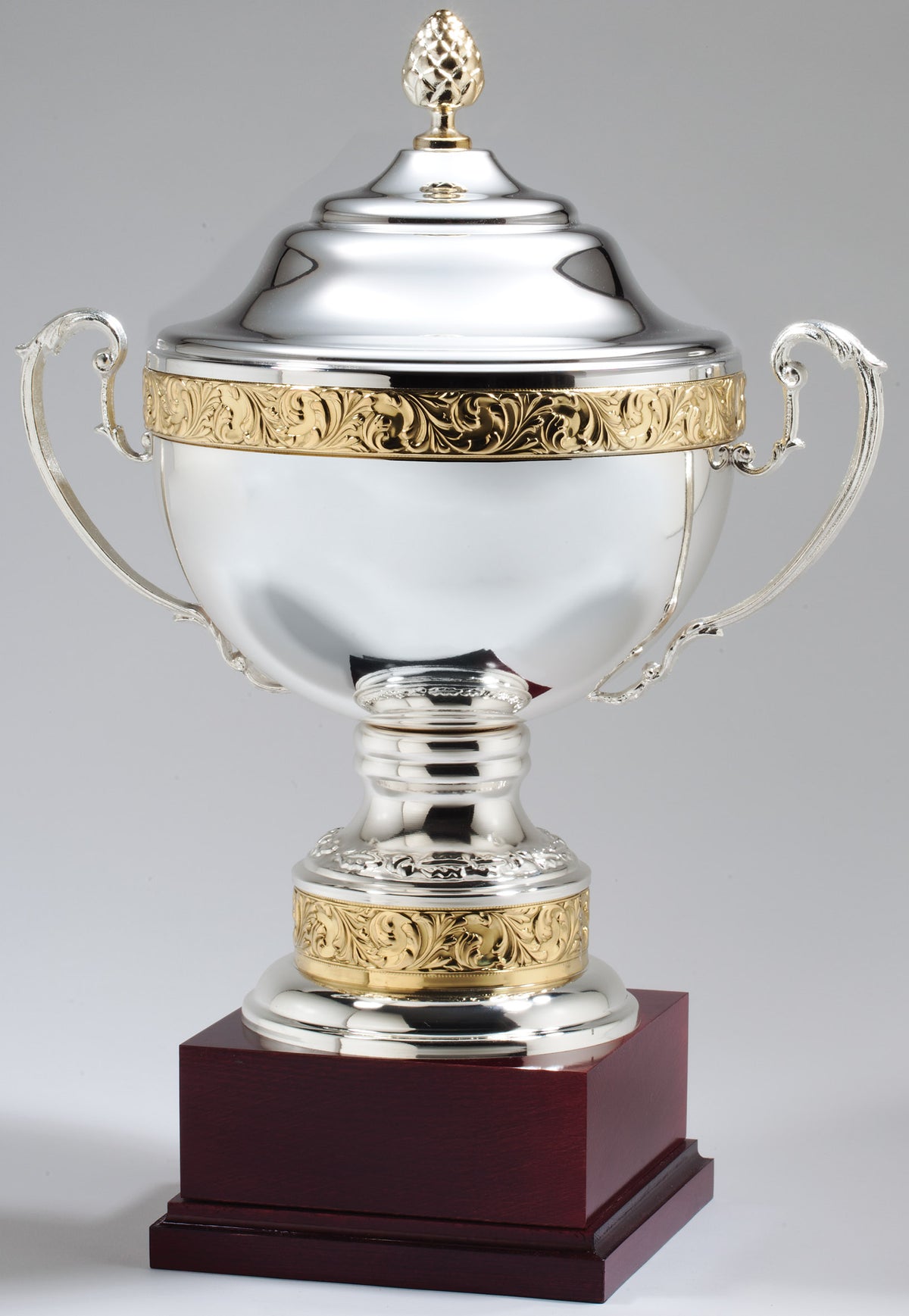 Gold Band Silver Plated Italian Bowl Cup with Lid – engravable award
