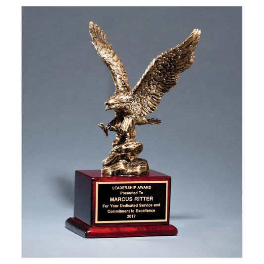 15" Antique Bronze Eagle Award on Rosewood Piano Finish Base