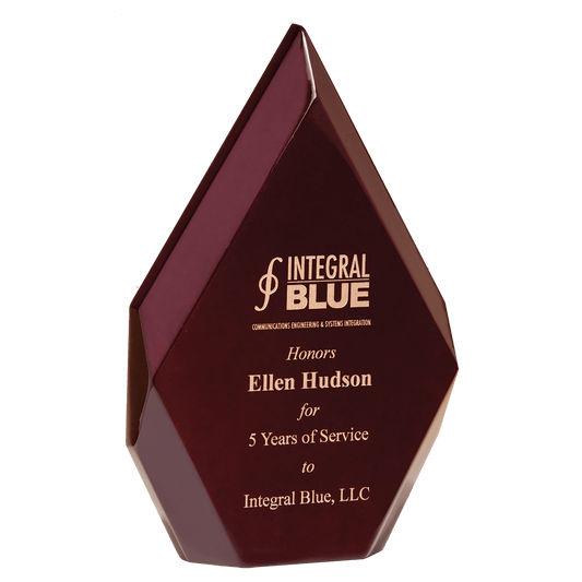 High-gloss rosewood diamond award, engraved and color-filled