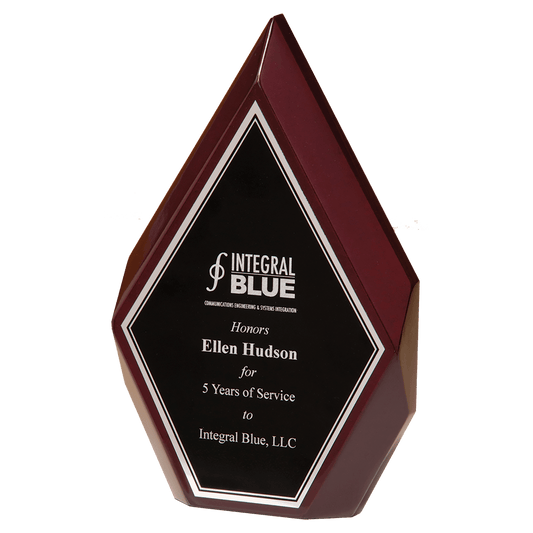 High-gloss rosewood diamond award with black and silver engraving plate