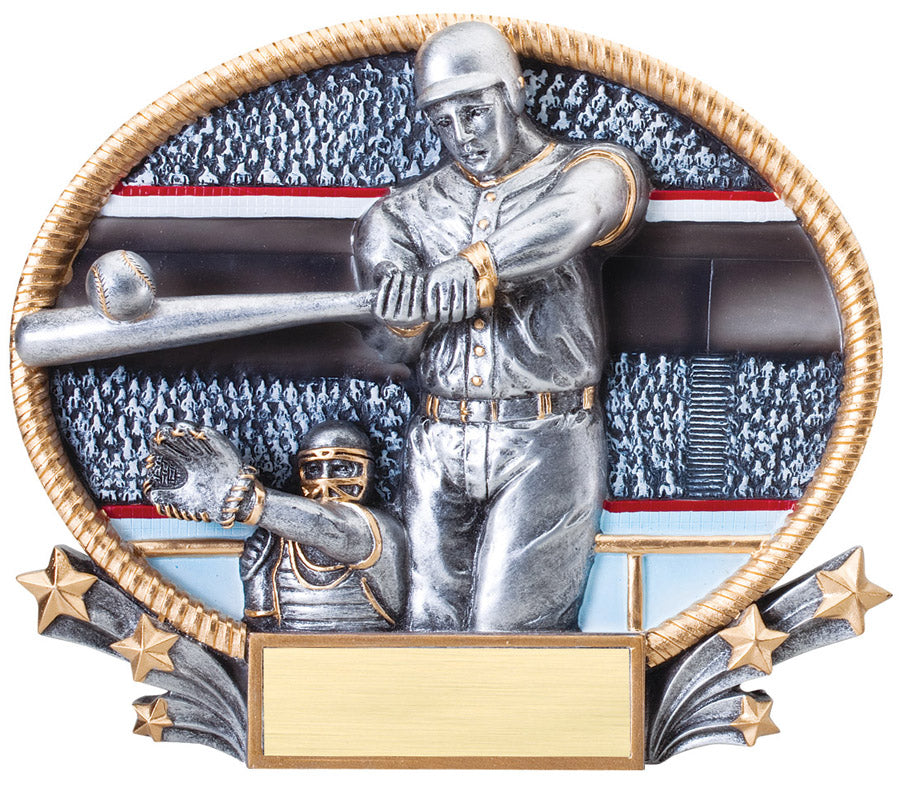 3D Baseball Oval Award – 7 in. x 5½ in. with engraving plate, Townline Trophy & Design