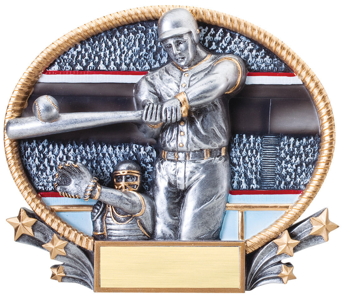 3D Baseball Oval Award – 8¼ in. x 7 in. with engraving plate, Townline Trophy & Design