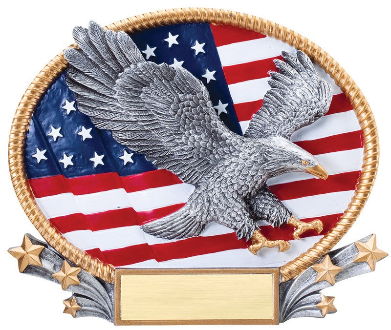Dimensional eagle on an oval resin plate award