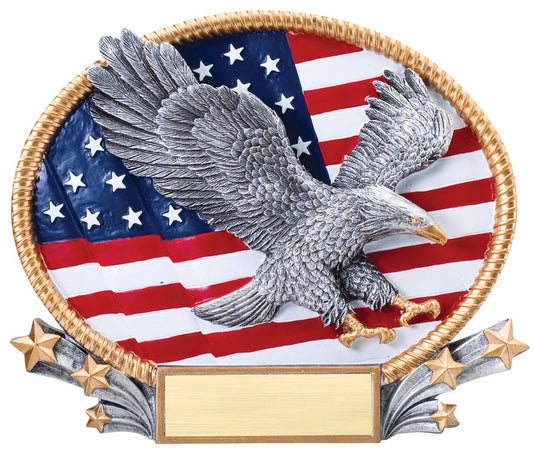 Dimensional eagle on an oval resin plate award