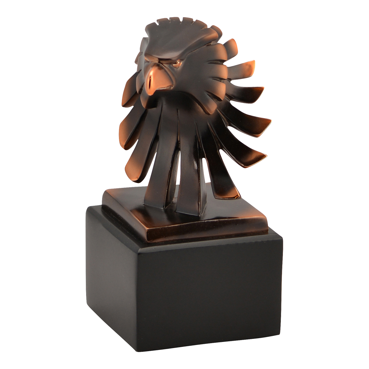 Sculpted eagle head award in high-gloss bronze finish, 6 inch size