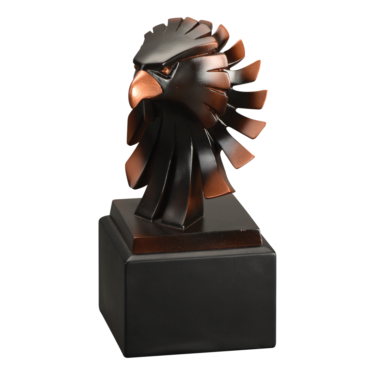 Sculpted eagle head award in semi-gloss bronze finish, 7 inch size