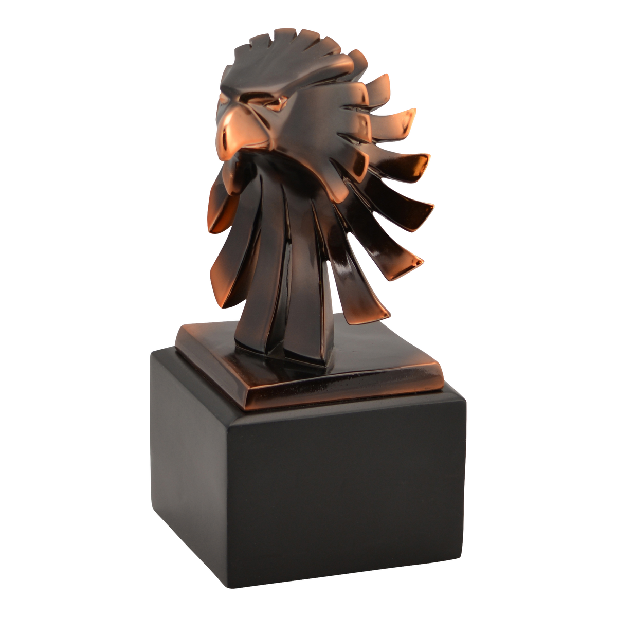 Sculpted eagle head award in high-gloss bronze finish, 8 inch size