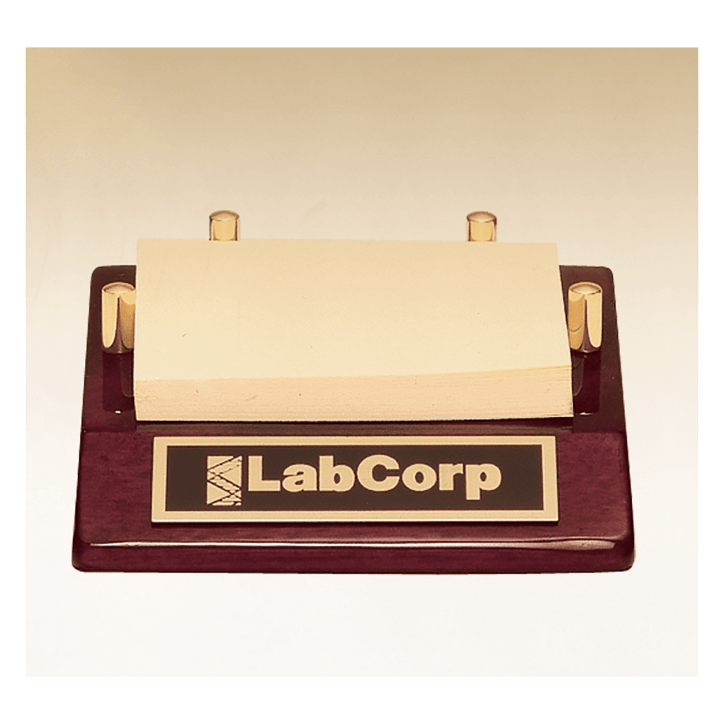 4 1/2" x 3 7/8" Rosewood Piano Finish Post-It Note Holder with Black Plate