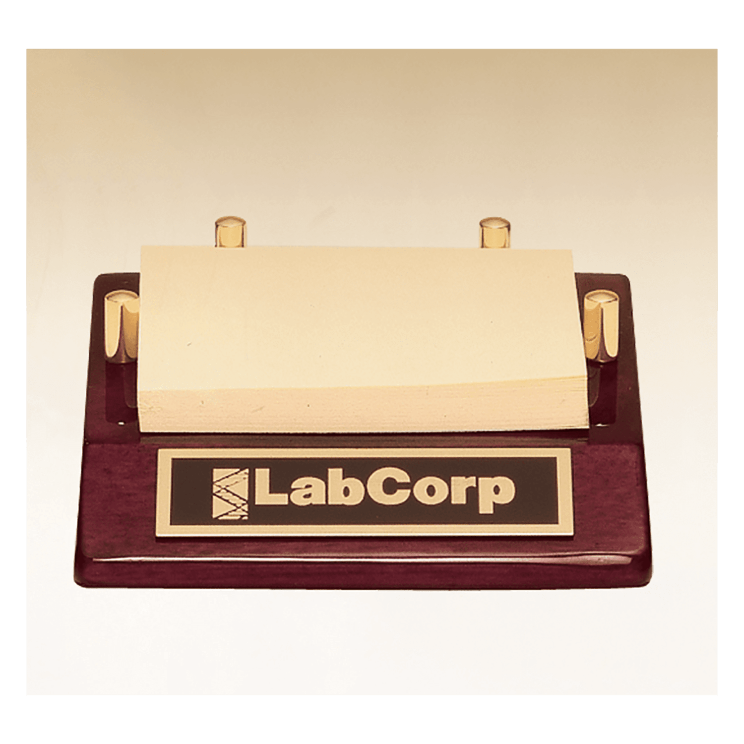 4 1/2" x 3 7/8" Rosewood Piano Finish Post-It Note Holder with Black Plate