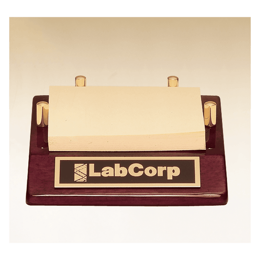 4 1/2" x 3 7/8" Rosewood Piano Finish Post-It Note Holder with Black Plate