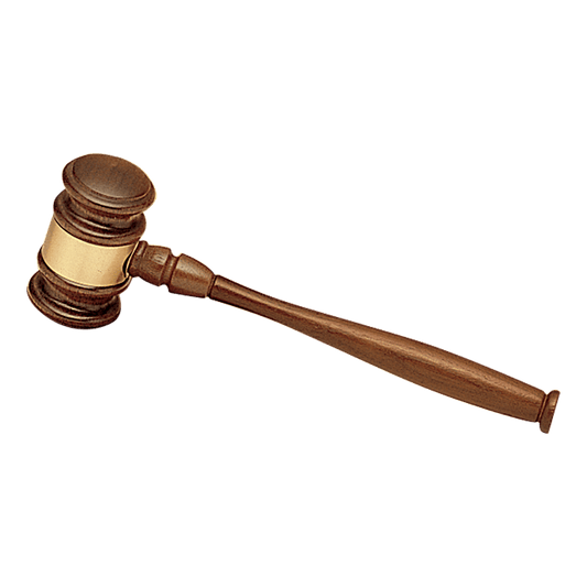 Wooden gavel with gold band, 7.5 inches