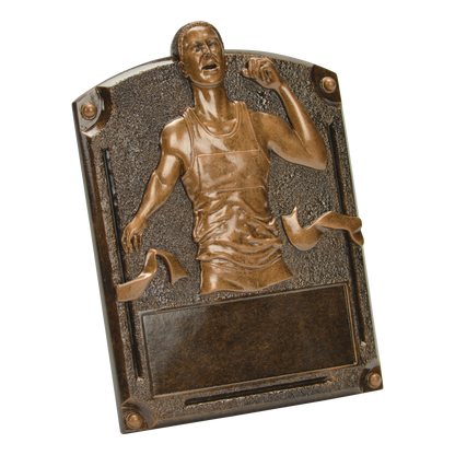 Legends of Fame male track plaque shown from an angle