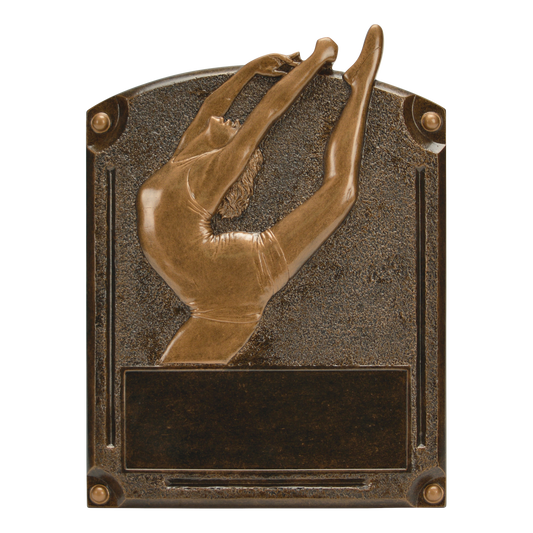 Legends of Fame dance plaque with a bronze high-relief dancer and an engraving area
