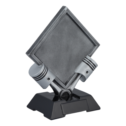 Diamond motorsports trophy shown from an angle
