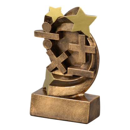 Star Swirl math trophy shown from the left