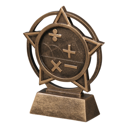 Orbit math trophy shown from the left