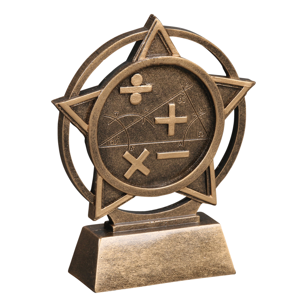Orbit math trophy shown from the right