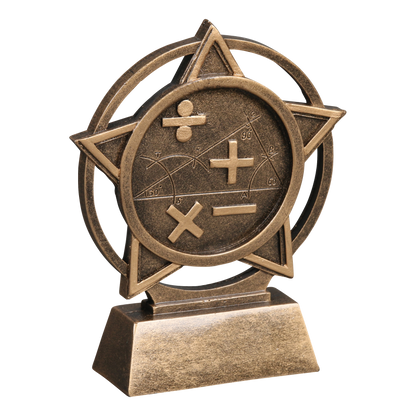 Orbit math trophy shown from the right