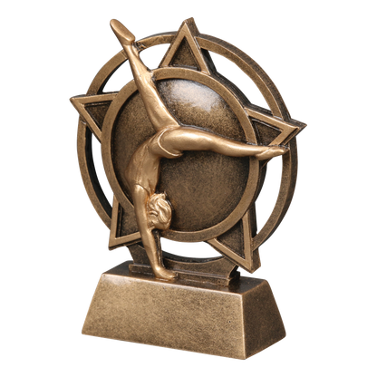 Orbit gymnastics trophy shown from the left