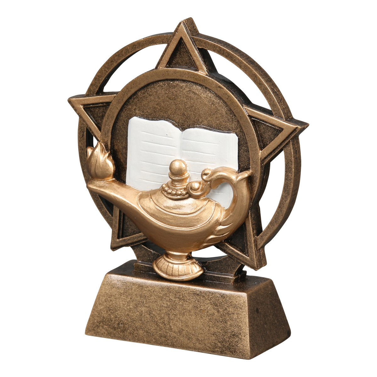 Orbit lamp of knowledge trophy shown from the left