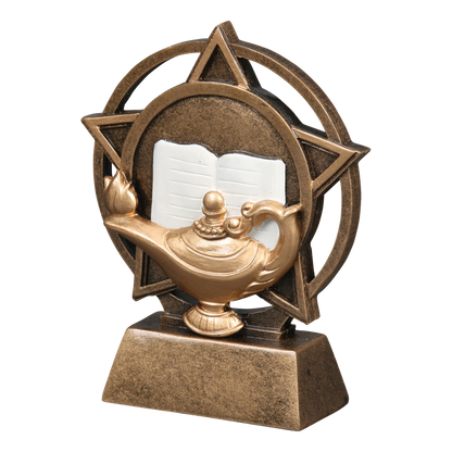 Orbit lamp of knowledge trophy shown from the left